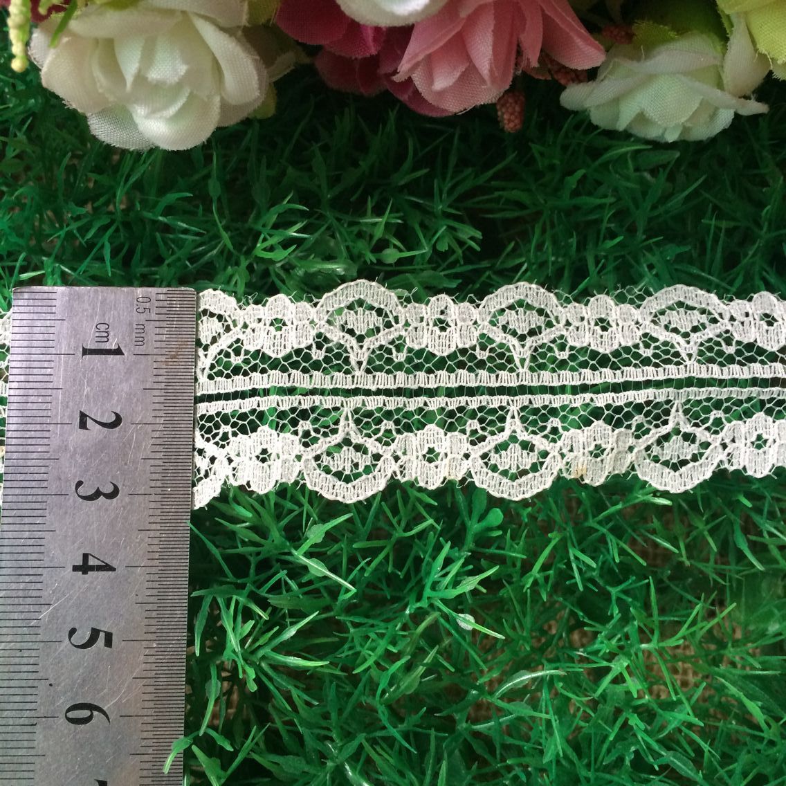 白色1.5CM单排(双边波浪雷丝花边 儿童裙摆拼布花边 现货