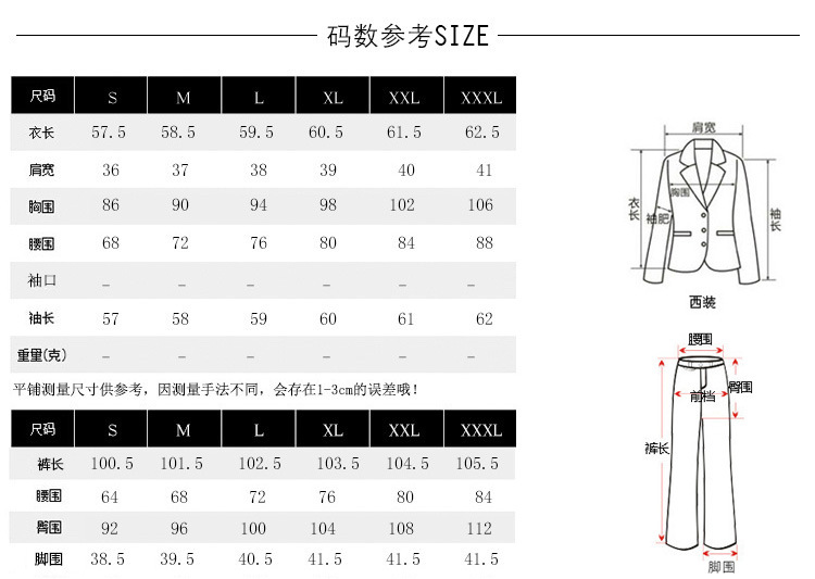 西裝+西裝褲尺碼