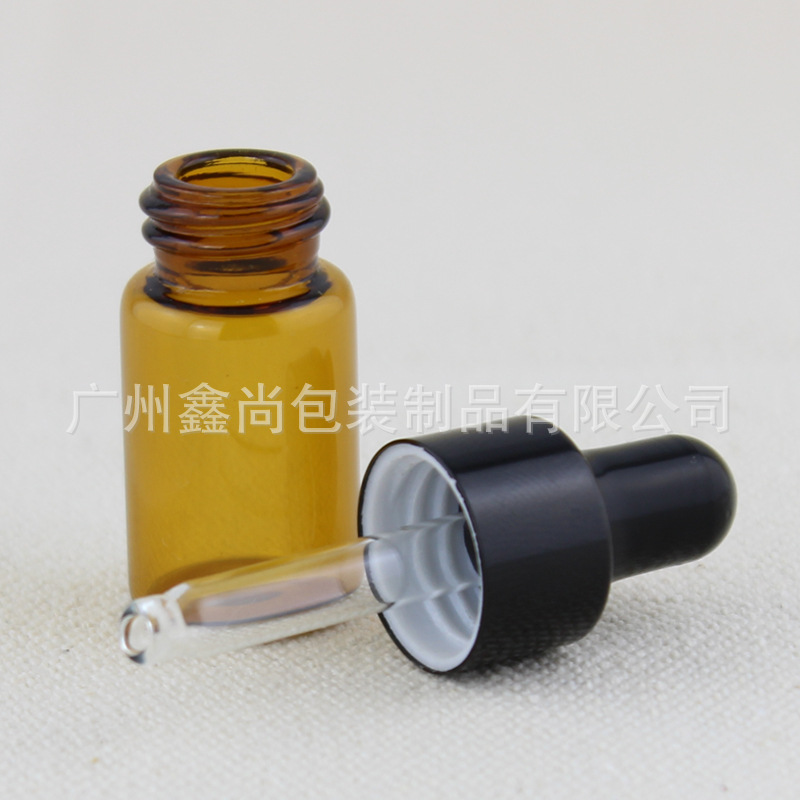 En stock lote de botella de aceite esencial marrón 3ml botella de vidrio pequeña muestra de prueba sub-botella de embalaje cosmético botella vacía