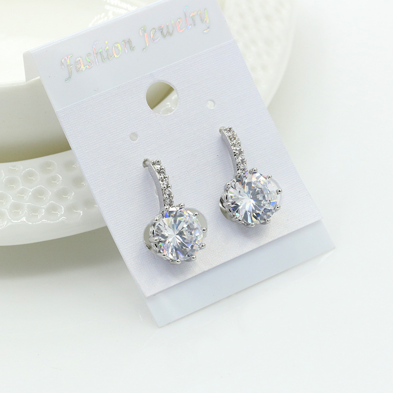 Boucles D&#39;oreilles Zircon Tournesol Plaquées Argent display picture 1