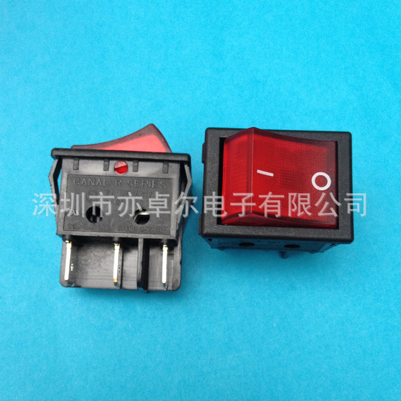 正品台湾嘉尼CANAL六脚红色带灯船型开关翘板R220-1-C5L-BR1NW