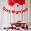 Wedding festive letters, pull flowers decorative banner wedding banquet decoration wedding room wedding decoration flag