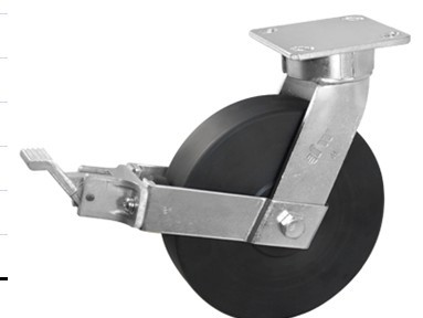 超重型脚轮  活动平底、带分体轮顶刹制 4 5 6 8寸 加厚钢板