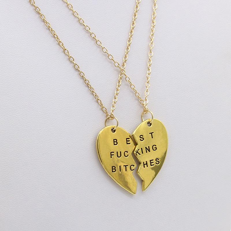 The new pendant necklace Best Fucking Bitches broken heart necklace wholesale