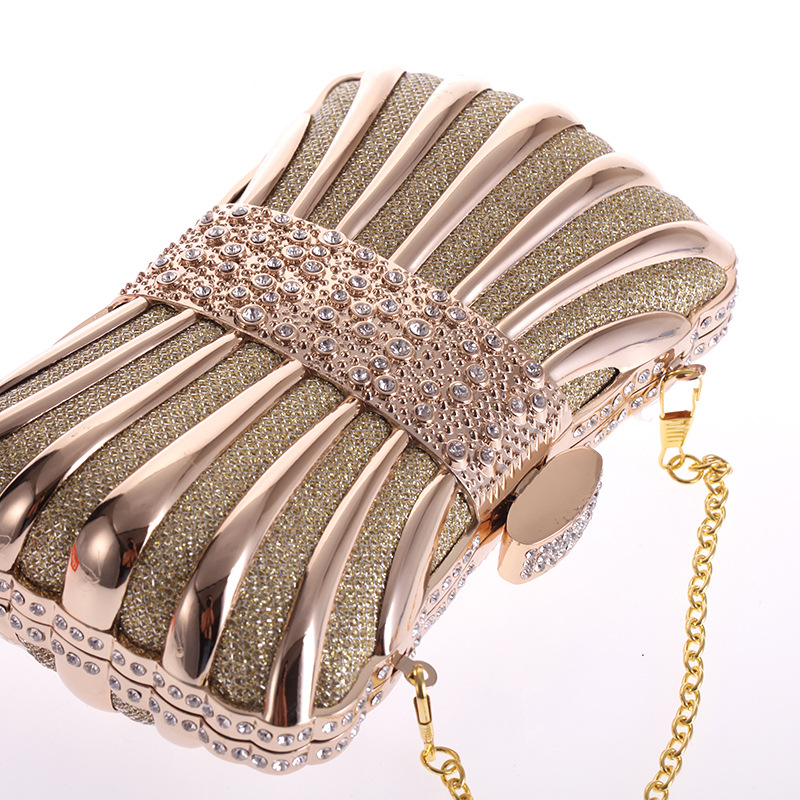 Alloy Drill Evening Party Bag Small Square Chain Handbag display picture 9