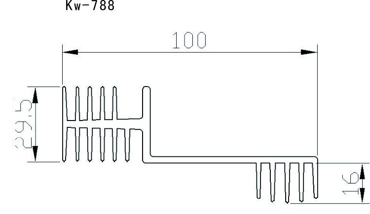 宽度100mm,厚度29.5mm   河南电子散热器 铝型材