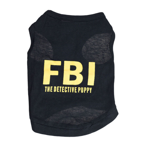Pet supplies dog clothes cotton black printed fbi pet vest teddy clothes spring and summer new style