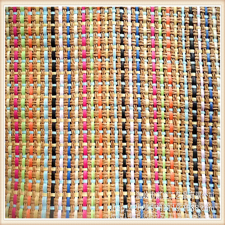 厂家供应工艺纸草编织布七彩纸绳布拉拉布箱包鞋帽窗帘纸草编织布