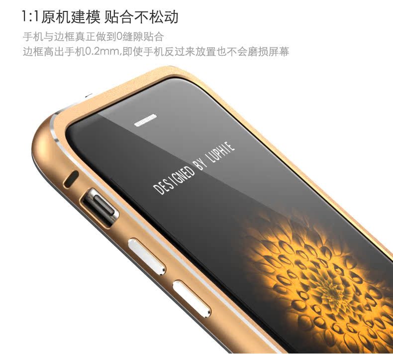 Luphie Aircraft Aluminum Metal Frame 9H Tempered Glass Back Cover Case for Apple iPhone 6S Plus