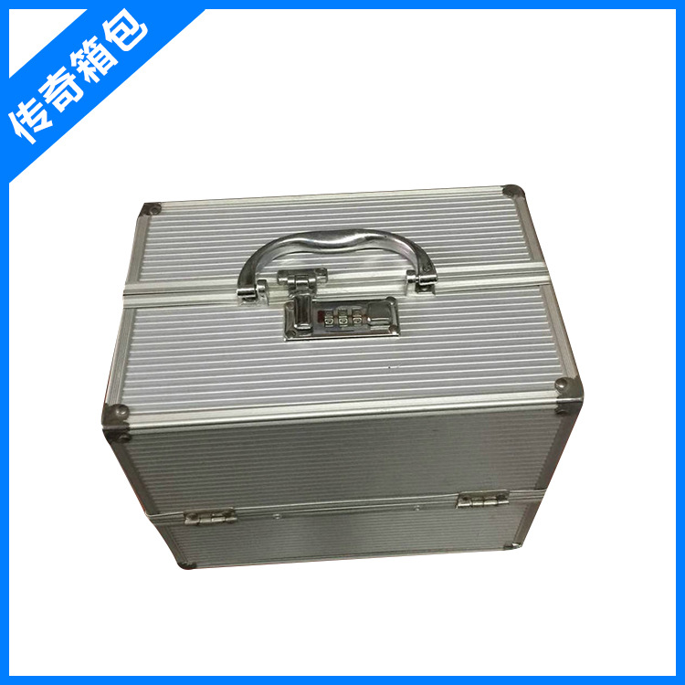 Caja de Maquillaje Portátil de Doble Apertura de Aleación de Aluminio para Almacenamiento Doméstico