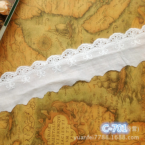 C-701蝴蝶结镂空布刺绣蕾丝花边DIY服装辅料6cm现货批发