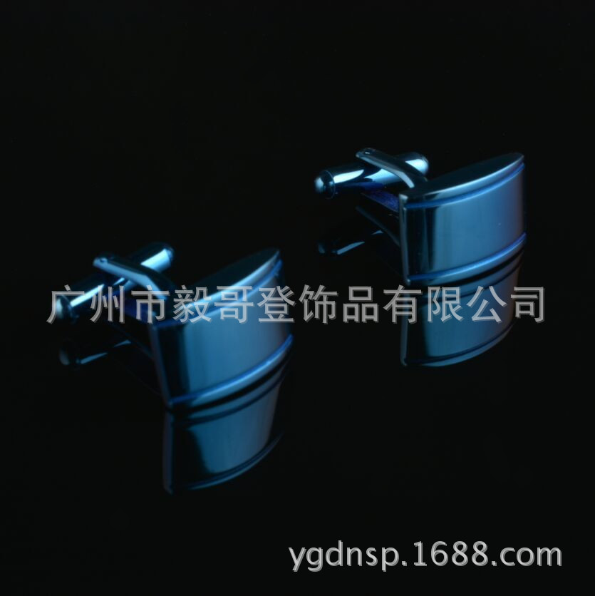 电镀蓝色袖扣,礼品袖扣,A4510-B不锈钢袖扣,法式袖扣,衬衫袖扣