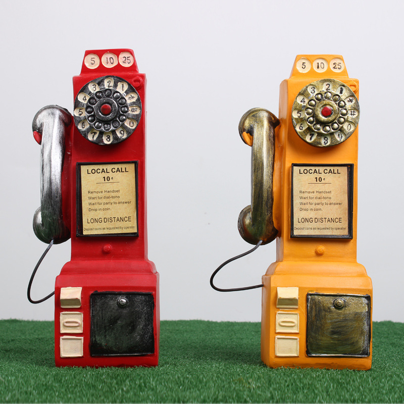树脂工艺品欧式复古电话机家用存钱罐典董创意复古电话机模型