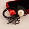 Hairgrip from pearl with bow, hair rope, hair accessory handmade, Korean style, wholesale