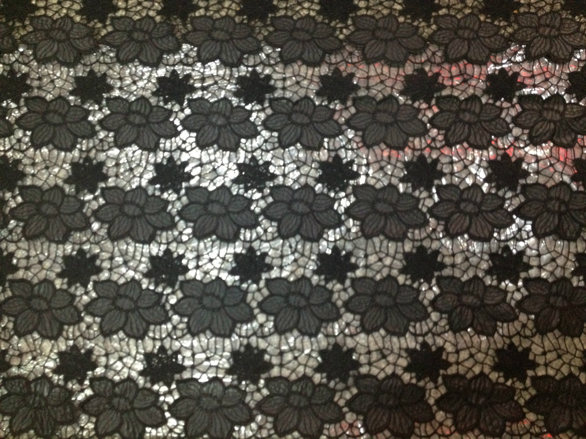 供应刺绣花边水溶贴皮弹力花边FP004涤光丝刺绣满幅宽花边