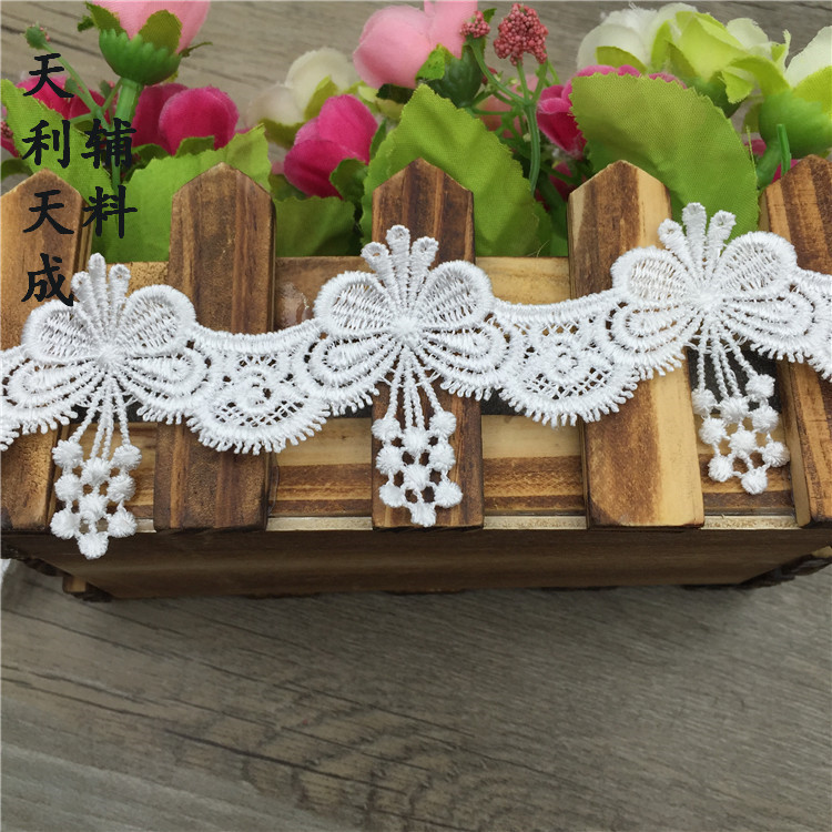 水溶蕾丝刺绣花边 白色 涤纶丝 DIY项链辅料5厘米现货