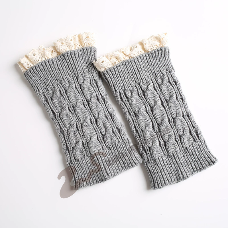 Knit Gaiters Leg Warmers, 100% Acrylic, Short Lace Cuff, Demi‑season Short Boot Socks