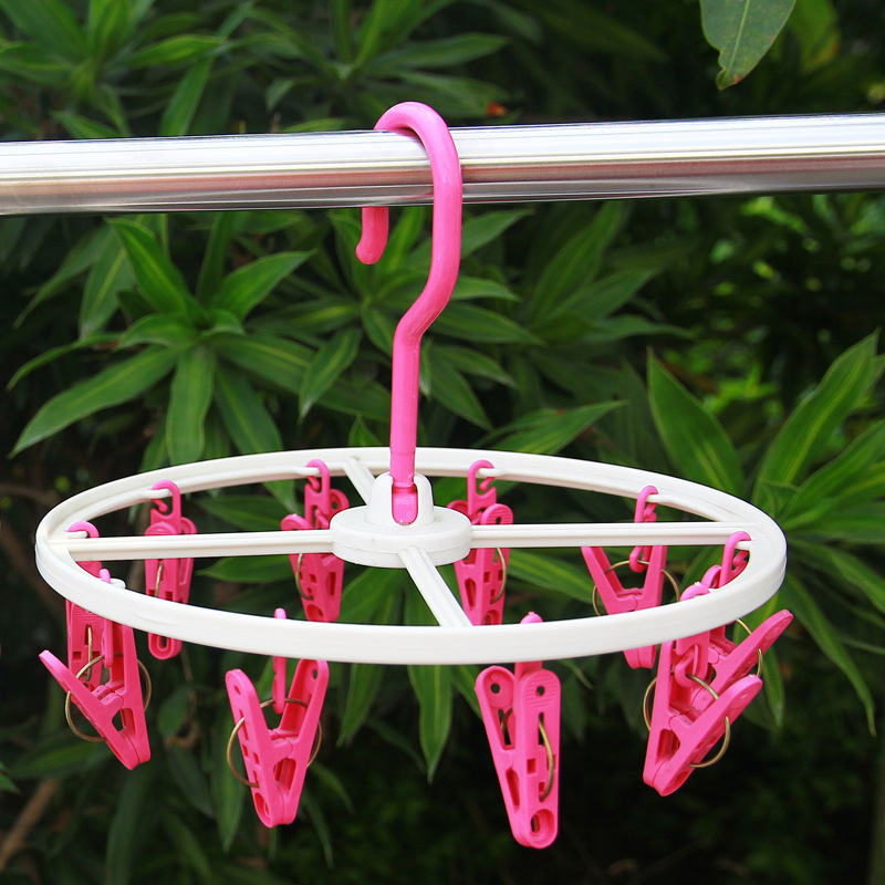 10夹圆型小晒衣架 内衣毛巾架 儿童裙裤架 塑料晾晒架 便携晾衣架|ru