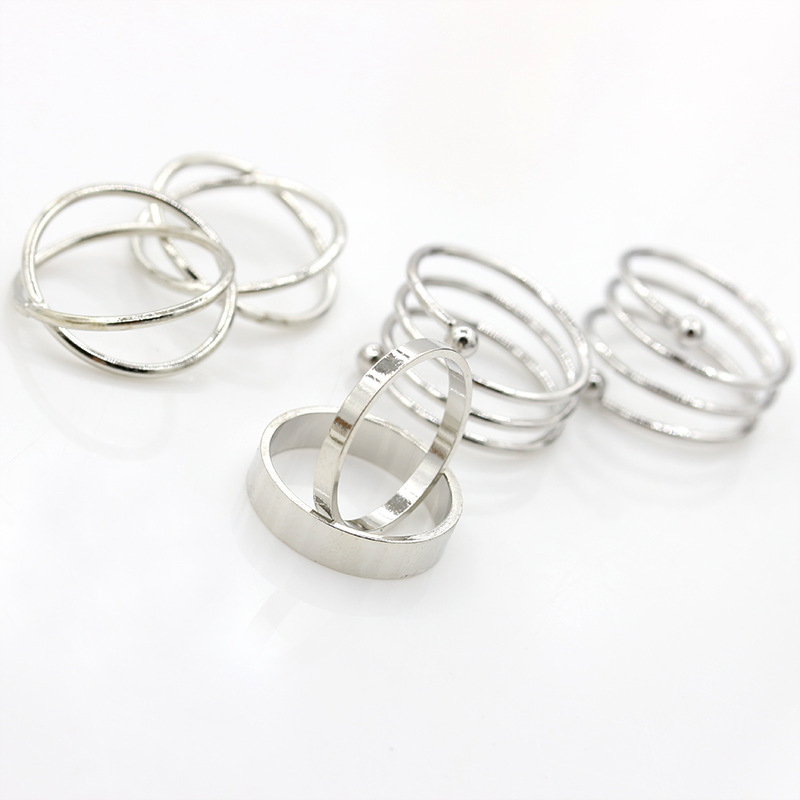 New Cross Metal Rings Six-piece Set display picture 4