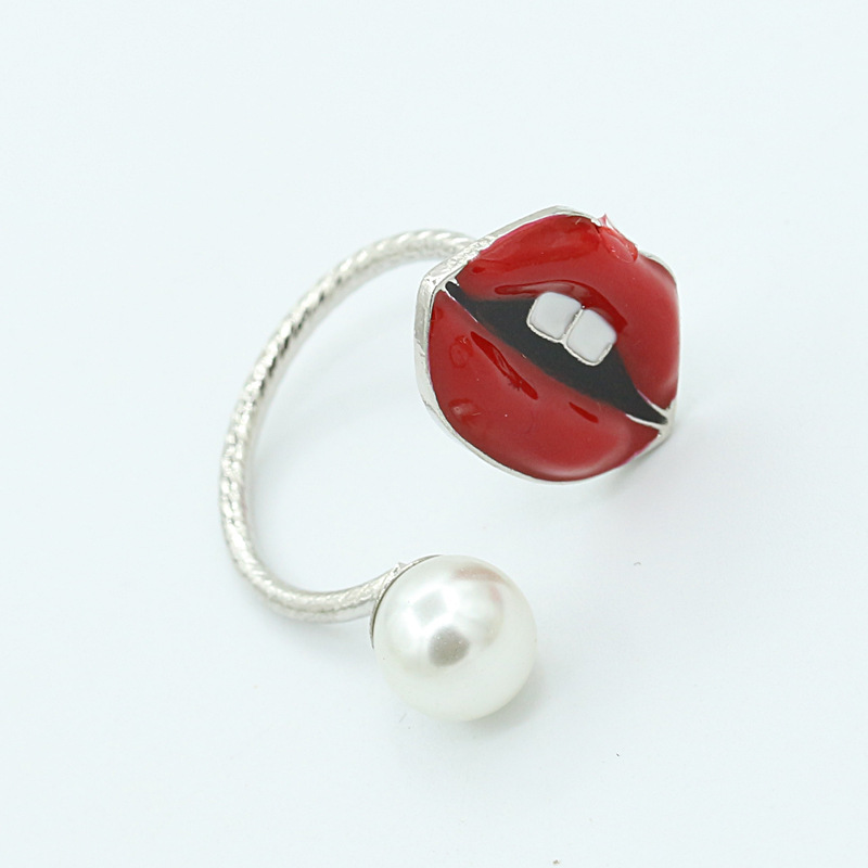 Vintage Jewelry Pearl Eyes Gem Joint Ring Ring New Lips Open Ring display picture 14