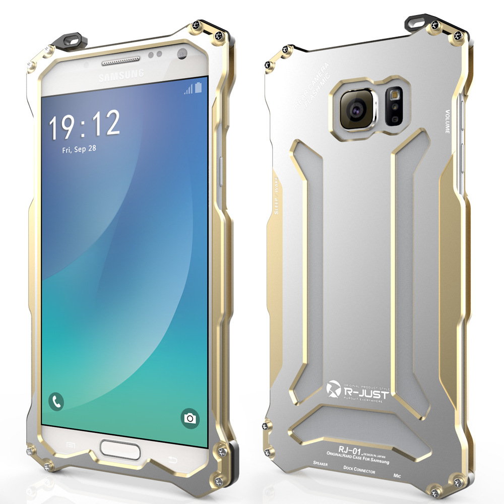 R-Just Gundam Aerospace Aluminum Contrast Color Shockproof Metal Shell Outdoor Protection Case for Samsung Galaxy Note 5