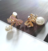 Accessory, earrings with bow, ear clips from pearl, wholesale, no pierced ears
