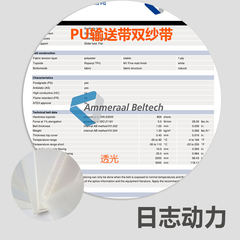 PU双纱带 Fabric EM 4/1 00+0 Transp AS 0.8mm 浸渍布 01030120
