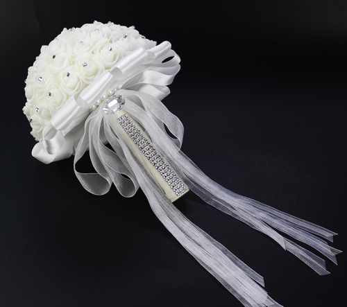 XF10 Wholesale Bridal Wedding Bouquet Foam Simulated Flower White Rose Bouquet Korean Wedding Photography