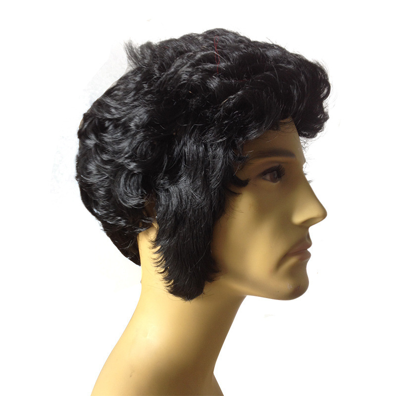 European and American men's short wig set Elvis star short roll wig party party party short hair boys rock wig