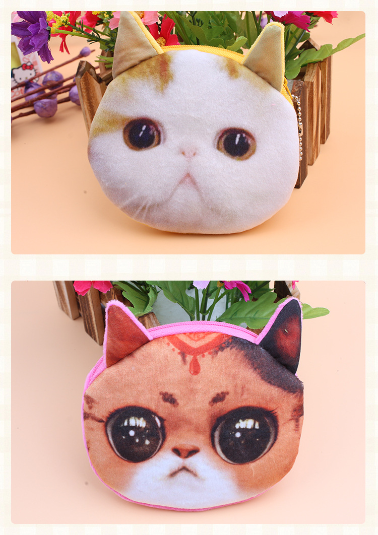 11g Weight Cotton Lining Material Zipper Closure Type Women's Animal Canvas Zipper Coin Purses