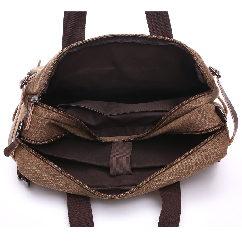 Cross border Leisure Canvas bag business briefcase portable messenger double shoulder three-purpose bag large size 17 inch computer bag