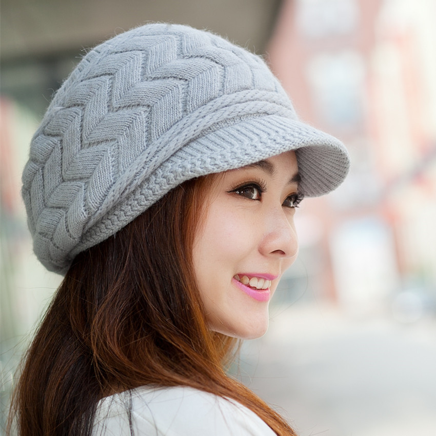 2019 2018 Korean Lady Winter Pattern Rabbit Hair Hat Knitted Hats Cute