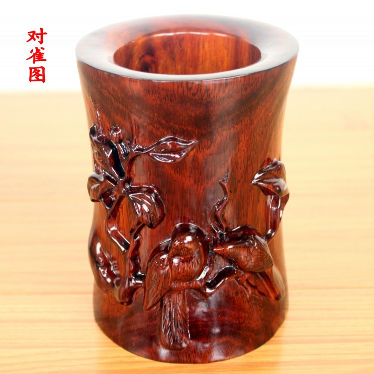 厂家红木工艺品木雕木质笔筒摆件文房四宝笔筒笔架实木雕刻|ms