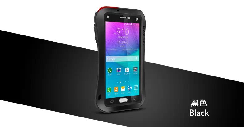 LOVE MEI Powerful Small Waist Water Resistant Shockproof Dust/Dirt/Snow Proof Aluminum Metal Outdoor Heavy Duty Case Cover for Samsung Galaxy Note 4