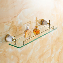 高档 欧式 镀金 单层置物架 化妆台 玻璃架 浴室玻璃台 6655GP