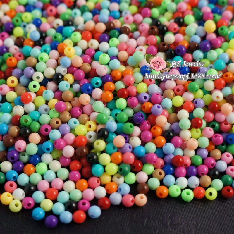 3mm糖果珠子冰淇淋色系彩色圆珠 亚克力圆珠混色小包装 儿童饰品详情图8