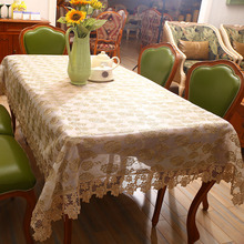 新款金色玫瑰欧式高档镂空蕾丝花边餐桌布简约时尚茶几盖巾