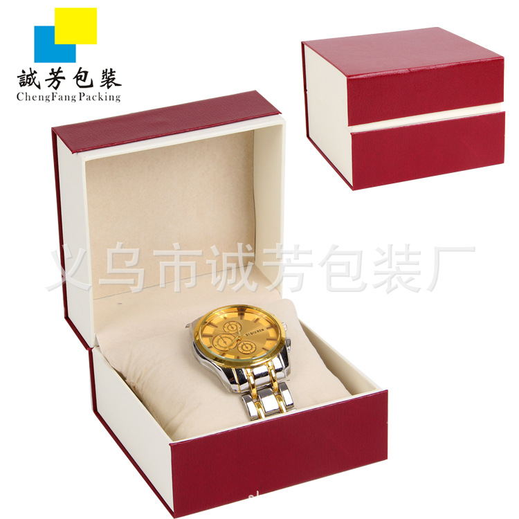 现货批发枣红单只手表盒高档表盒手表盒包装盒手表智能手表盒