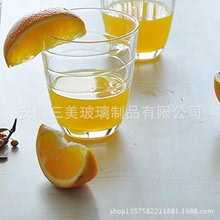 供应果汁系列玻璃压杯 蛋形横条纹玻璃水杯