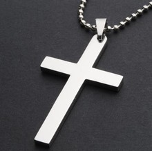 饰品混批 圣经十字架个性简约钛钢项链 男士 不锈钢十字架吊坠