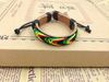 Black, red, yellow and green four -color woven leather bracelets, Jamaracea Leather bracelet bracelet