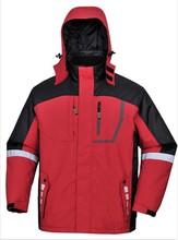 企业户外团建反光冲锋衣经典红黑色防风防雨加厚保暖棉衣一件代发