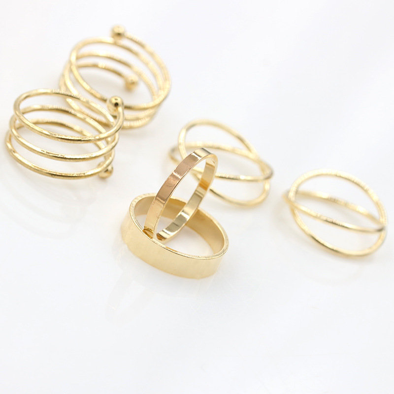 New Cross Metal Rings Six-piece Set display picture 9