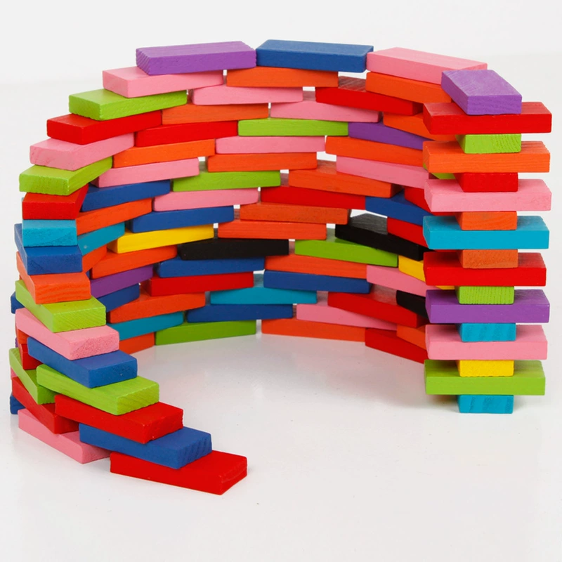 120 cái của domino building blocks đồ chơi trẻ em người lớn câu đố đồ chơi bằng gỗ cạnh tranh tiêu chuẩn 120 cái của cầu vồng