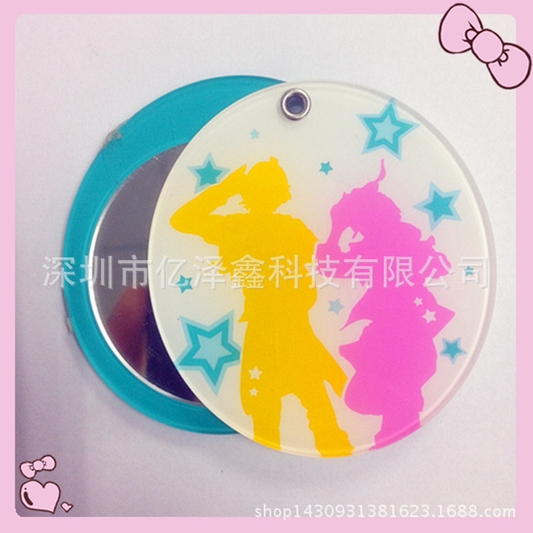 深圳厂家定制卡通动漫亚克力化妆镜便携旋转镜子礼品随身镜