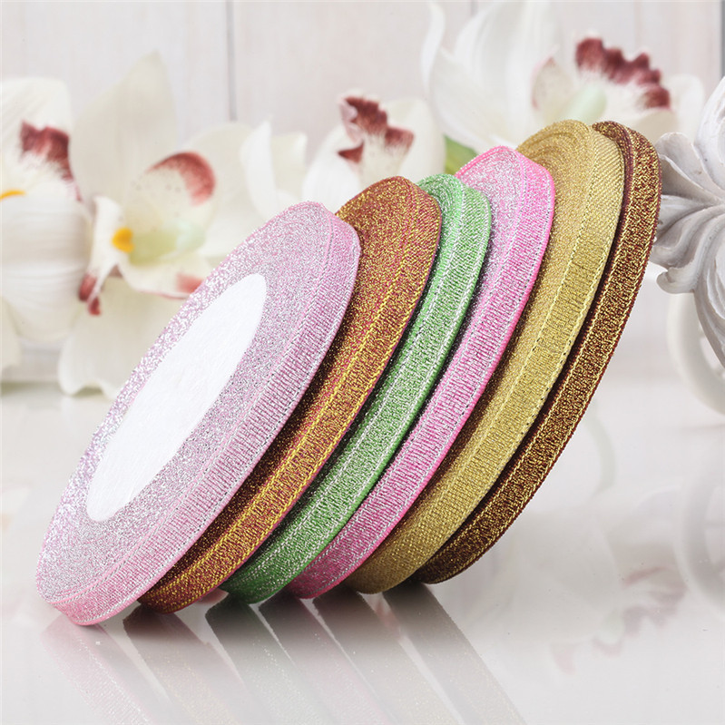 6mm金丝织带彩葱带金银丝带缎带diy服装辅料婚庆家纺批发喜庆