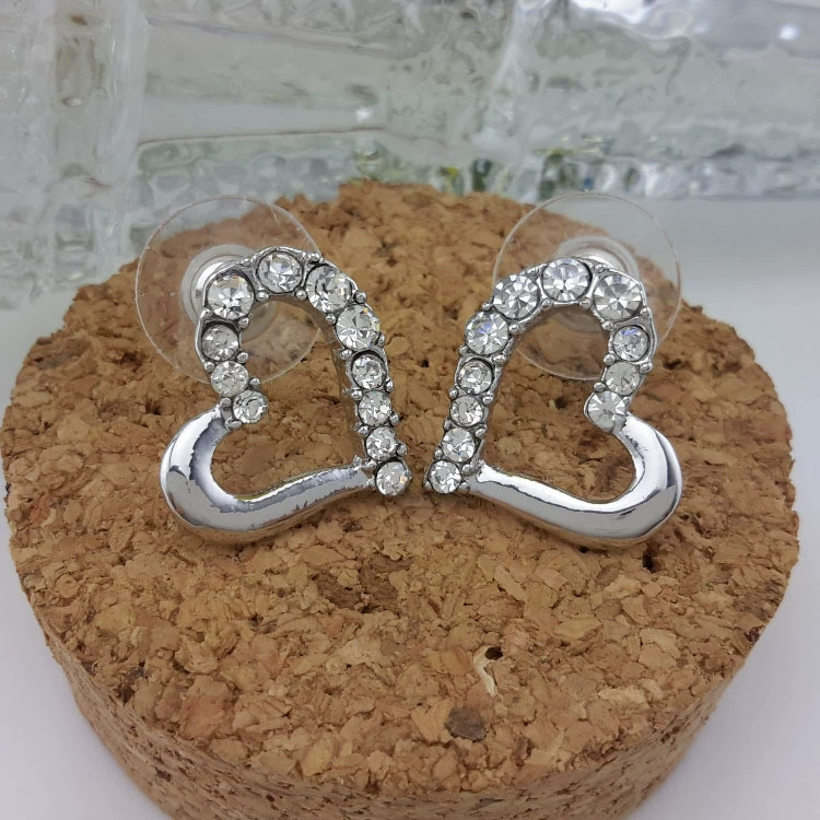Серьги‑сердца, сплав с вставкой кристалла, белое покрытие и золочение, 1.7×1.7 см