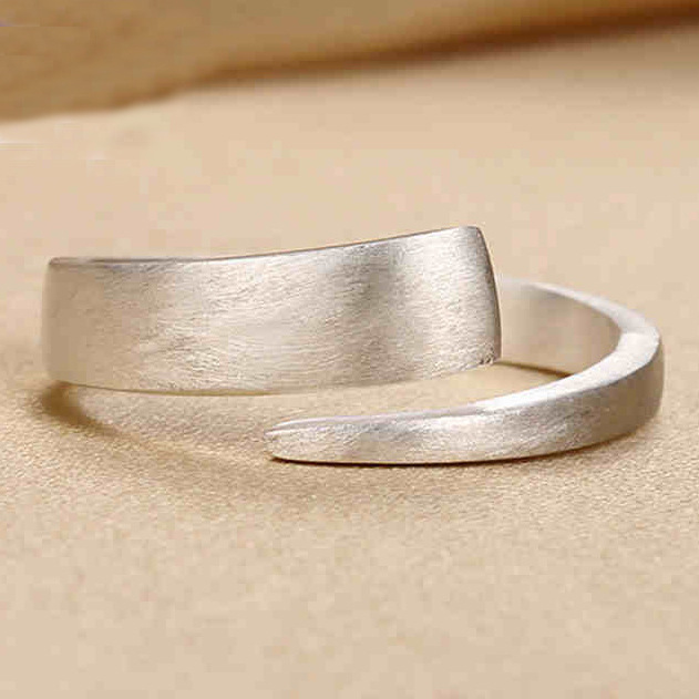 s925 Sterling Silver Open Ring Simple Pull Silk Plain Silver Ring Korea Sterling Silver Jewelry Wholesale