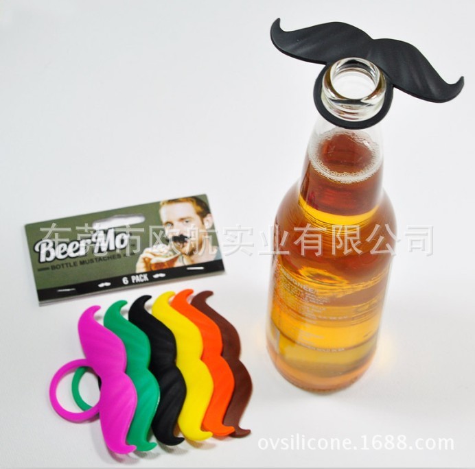 山羊胡子硅胶红酒瓶识别器酒吧时尚用品硅胶识别器杯套盖日常用品