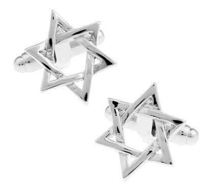 Plain metal series silver six-pointed star cufflinks manufacturers wholesale personalized men's gifts AliExpress Dunhuang supply